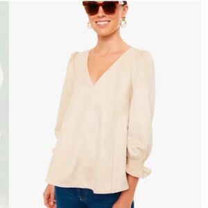 Tuckernuck Beige V-Neck Blouse